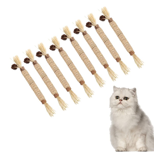 Priaora Catnip Sticks 8pcs Set of cat Toys, Silver Cane