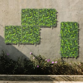 COARBOR 4 Packs 20" x 20" Artificial Boxwood 3D Panels Faux Ivy Fence Privacy Topiary Hedge Plant Fence Grass Wall Panels Backdrop for Balcony Patio Outdoor Indoor