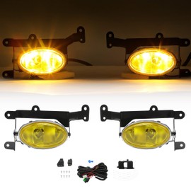 ECOTRIC Driving Fog Lights Compatible with 2006-2008 Honda Civic 2Dr Coupe Yellow Replacement for HO2890114 08V31-SVA-111 Lamp w/Switch Bulbs Harness Kit Pair