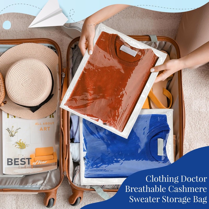 The Clothing Doctor Breathable Cashmere Sweater Storage Bag, Convenient Snap