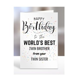 Twin Brother birthday card from Twin Sister, gifts for men, women, greetings card, happy birthday presents for, A5-84b_180