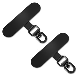 Saxsion Universal Tether Tabs & Metal Patches - Sticky-Free Lanyard Patches for Cell Phone Straps (Black+Black)