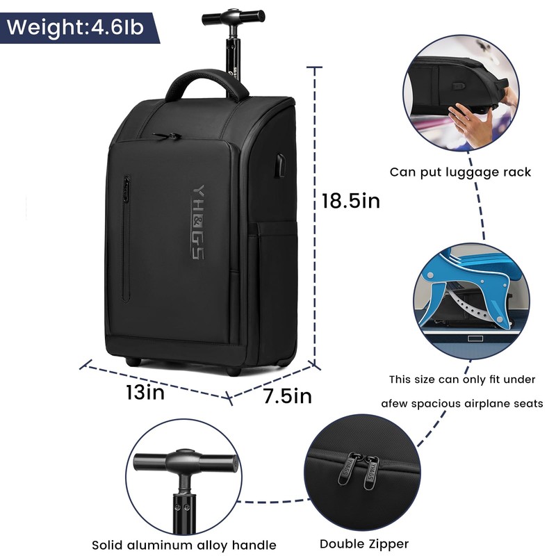 GOTECH Rolling Backpack Waterproof Commuter Backpack with Wheels for Business,