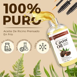 200ML Organic Castor Oil,incluye cepillo y cepillo para pestañas, aceite de ricino puro, aceite de ricino, promueve el crecimiento del cabello y las pestañas, protege y fortalece las uñas