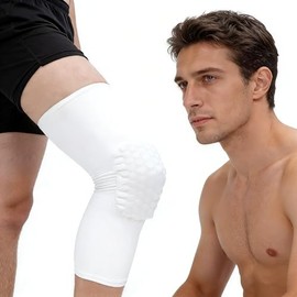 Wei Long Knee Pads Compression Leg Sleeve Knee Sleeve for All Sports Wrestling Protector Gear, 1PC Knee Pad (M,White)