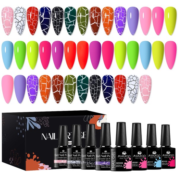 MSRUIOO Crackle Gel Nail Polish Crackle Effect 3D Cracked Nail