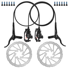 AEYINO MTB Hydraulic Disc Brake Set, Front 800mm Rear 1500mm Aluminum Alloy Brakes Kit, 2 Piston Calipers with IS/PM Universal Adapter / 160mm Rotor, for Mountain Bike, Folding Bike, Fat Bike