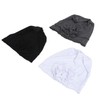 Women Turban Flower Cap Balck White and Gray Pure Color
