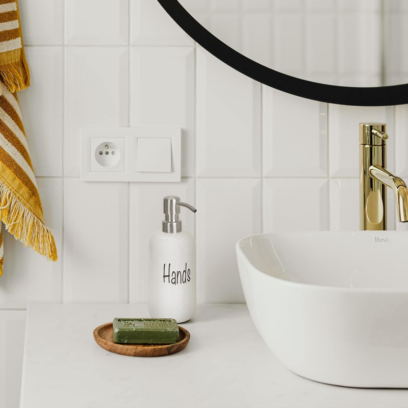 18oz Ceramic Soap Dispenser Set (2 Pack) with Stainless Steel