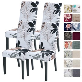 SearchI Fundas para Sillas de Comedor, Juego de 4, Cubiertas Elásticas de Spandex Súper Ajuste, Removibles y Lavables, Protector para Sillas Parsons de Cocina, Hotel(Patrón de Flores 11)