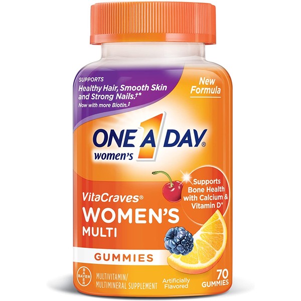 One A Day Women’s VitaCraves Multivitamin Gummies, Supplement with Vitamin A, Vitamin C, Vitamin D, Vitamin E and Zinc for Immune Health Support*, Calcium & more, 70 count