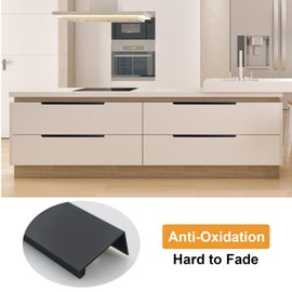 AMANDELIZABE 9 Pcs Black Furniture Knobs Hidden Handles for Cupboard 200mm Kitchen Handles with Screws for Cabinet Door Drawer