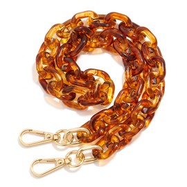 ZOOEASS Acrylic Purse Strap Brown 23.6inch Oval Bag Chains Resin Handbag Strap DIY Replacement Purse Charm Chain Extender（T Coffee-60CM）