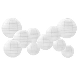 GAKA FAVOR 10Pcs White Paper Lanterns Set, Hanging Paper Lanterns Decoration, Paper Lanterns for Wedding, Christening,Communion, Birthday Party Decoration
