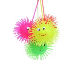 TOYMYTOY Pack of 5 Luminous Ball Glowing Hedgehog Elasticity Flash Hair Ball Kids Funny Toy (Random Colour)