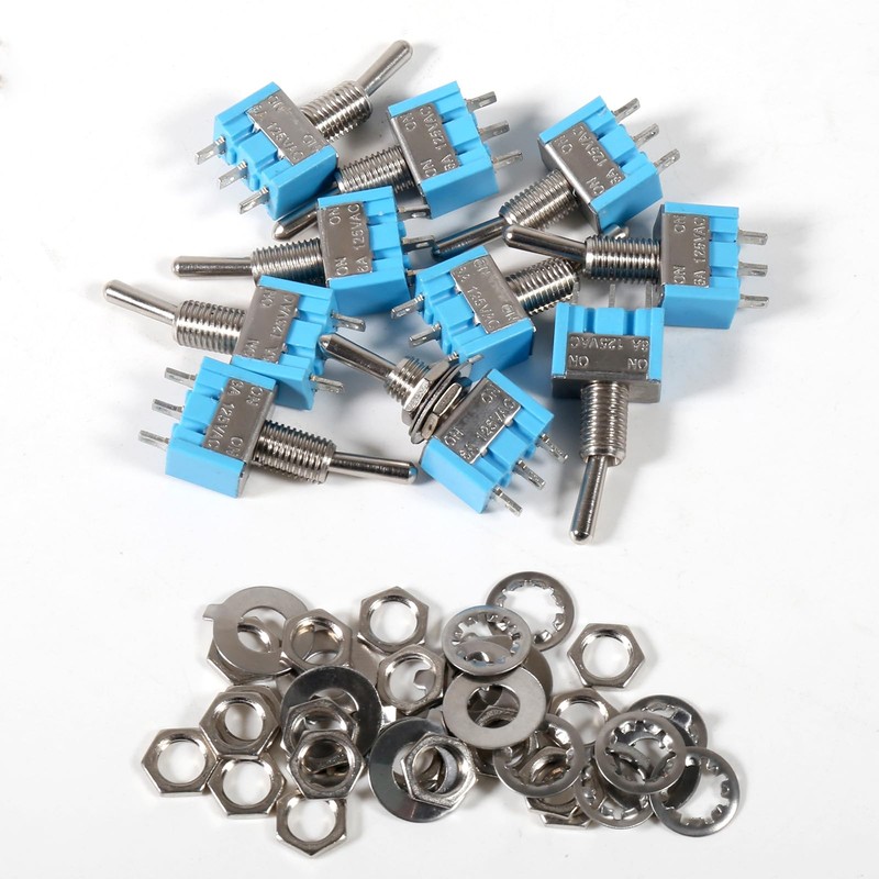 20pcs Mini Toggle Switch 3Pin On/On 6A 125V On/On Miniature