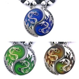 Tapp Collections Dragon Yin Yang 2 Mood Pendant Necklaces Set