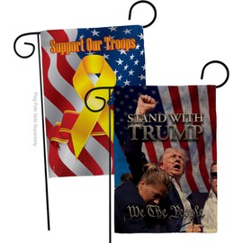 Stand With Trump Rally 2024 Flag Support Our Troops Burlap Wall Hanging Deor For Home Poster We The People President 47 MAGA Yard Sign Outdoor Patriotic Decorations Republican Gifts Made In USA