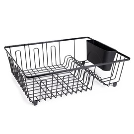 Smart Design Dish Drainer Rack Large -Includes Moveable Cutlery Cup - Black