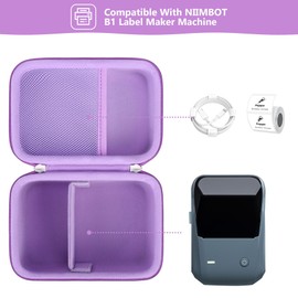 Supmay Hard Carrying Case for NIIMBOT B1 Label Maker Machine, Thermal Label Printer Storage Travel Holder fit Label Tape, Charging Cable, User Manual, Purple