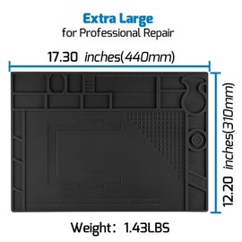 WEP M170 Silicone Soldering Mat 17.3x12.2 inches Heat-resistant with 8 Function Zones, Magnetic Mat/Soldering Mat for, electronics repair, DIY Projects