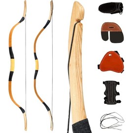 PMZ Archery Recurve Bow Set, 54" High-Performance Horse Bow for Hunting, Right Left Hand Traditional Turkish Bow for Youth Adults Beginners to Advanced Outdoor Practice & Hunting, 20-50 lbs (25LBS)