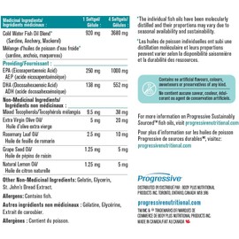 Progressive OmegEssential Adult Fish Oil Supplement - 1000 mg EPA + 550 mg DHA for Adults, 120 Softgels | All natural, cold water, wild caught