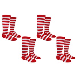 Sock House Co. Rugby Knee High Socks (4 Pair) - Youth Striped Sport Novelty Socks - Fits Kids Shoe Size: 9-3 (Red/White)
