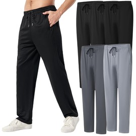 5PC Men's Zipper Mesh Fabric Jogger Pants - Breathable & Flexible Fit, Comfortable for Sports & Casual Wear