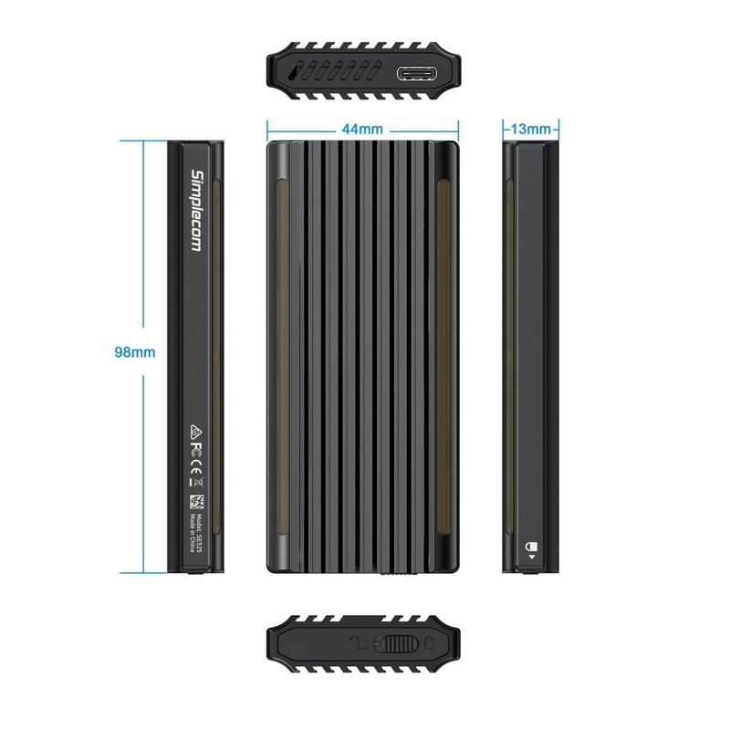 Simplecom SE525 NVMe / SATA M.2 SSD USB-C Enclosure with