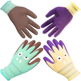 COOLJOB 2 Pairs of Work Gloves for Children 8-12 Years, Kids Gardening Gloves with Rubber Coating Made of Modal, Ultra Soft and Skin-Friendly, Size L