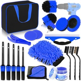 Herrfilk Auto Reinigungsset, 20 Pcs Autopflege Set, Auto Detailing Pinsel Auto Waschset für Auto Reinigung Innenraum und Außen, Lüftungsschlitz, Armaturenbrett, Motor, Rädern, Haushaltsreinigun, Blau