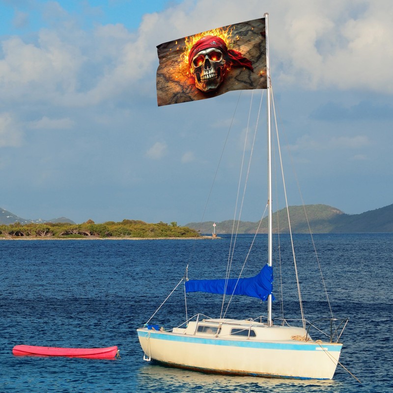 Pirate Flag 90 x 150 cm with Eyelets - Large