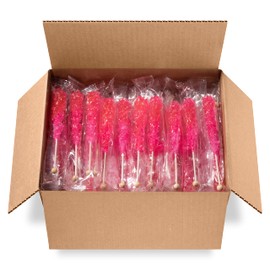 Candy Envy - Pink Rock Candy Sugar Sticks - Cherry Flavored - 144 Indiv. Wrapped