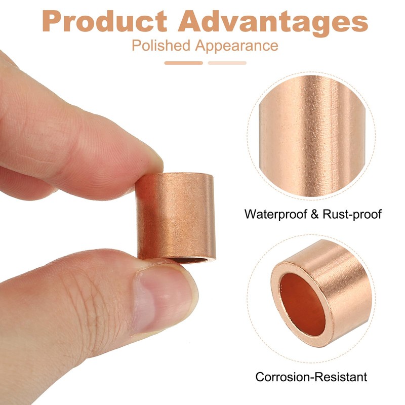 uxcell 3/8"(10mm) Wire Rope Stop Sleeve, Copper Crimping Loops Sleeve
