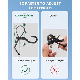 6 Pcs 24 Inch Flat Adjustable Bungee Cords with Hooks, 3X Faster to Adjust The Length, Lucky Straps Black/Grey Heavy Duty Bungee Straps for Cargo, Bike, Cart, Tent, Truck, Camping, Outdoor, etc