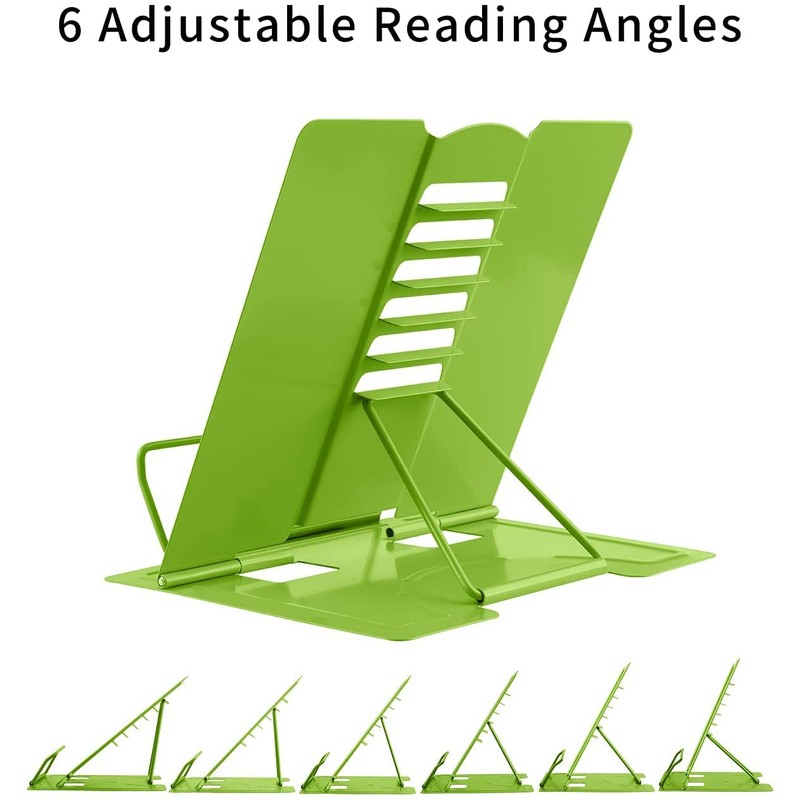 Bookends, Reading Stand, Cookbook Holder, 6 Levels, Adjustable, Metal, Foldable,