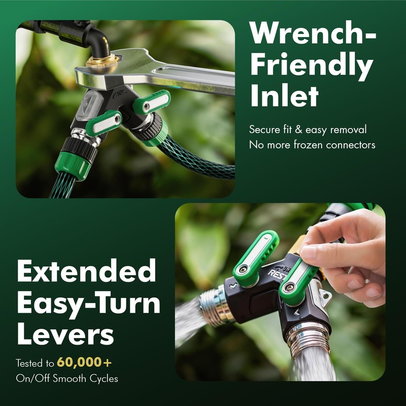 RESTMO 2 Way Garden Hose Splitter Heavy Duty Full Metal