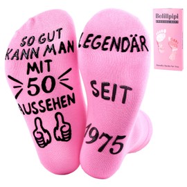 Belillpipi 50 Geburtstag Frau, 1975 Geburtstag Geschenke, Lustige Socekn Geschenke für 50 Jahre Geburtstag Frau, 50 Geburtstagsgeschenk für Frauen, Socken mit Spruch Geschenkideen zum 50 Geburtstag