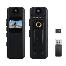 Body Cameras with Audio and Video Recording 1080P HD Video Voice Recorder, Body Cam with 64GB TF Card,Lens Rotation 180°, Night Vision, Magnetic Suction and Clamp, 0.85-inch Color Screen