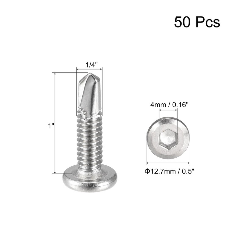 uxcell Hex Socket Self Tapping Screws, 1/4 x 1 410