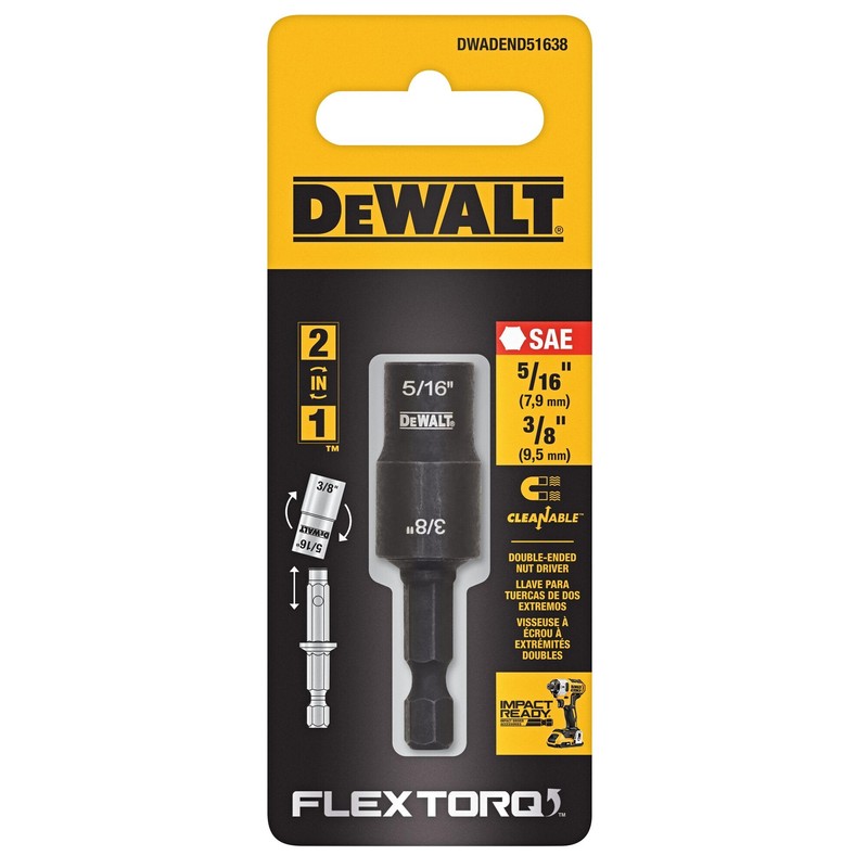 DEWALT FLEXTORQ Socket and Short Extension, SAE, 2 in 1,