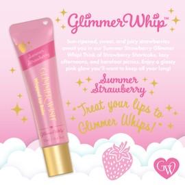 Glimmer Wish Glimmer Whip Hydrating Lip Balm – Moisturizing Lip Care with Organic Oils & Butters – Vegan Lip Moisturizer (Summer Strawberry)