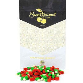 SweetGourmet Holiday Candy Corn Red, White & Green, Reindeer Corn, Bulk Christmas Candy, Gluten-Free, 1 Pound