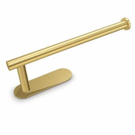 Snailhouse Under Cabinet Paper Towel Holder, Self Adhesive Wall Mount Hanging Stainless Steel Under Counter Paper Tissue Roll Holders for Kitchen Bathroom, Gold