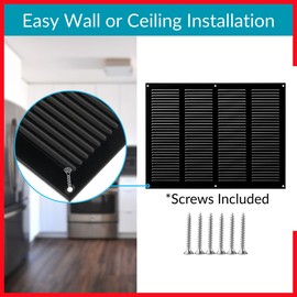 TURvent 14x8 Vent Cover (duct opening) - Black HVAC Return Air Grille for Wall and Ceiling - Metal AC Vent Cover with Mesh - Rectangular Ventilation Register - External Dimensions: 15.75" W x 11.81" H