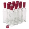North Mountain Supply 375ml Clear Glass Bordeaux Wine Bottles With Red Twist-N-Seal Capsules - Case of 12