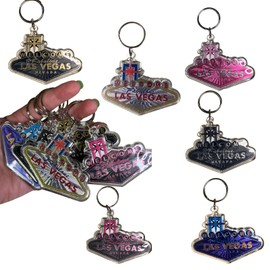 Las Vegas Sign Keychains – Set of 6 Souvenir Key Rings | Iconic Vegas Landmark Replica, Travel Collectible, Casino Party Favors & Gifts