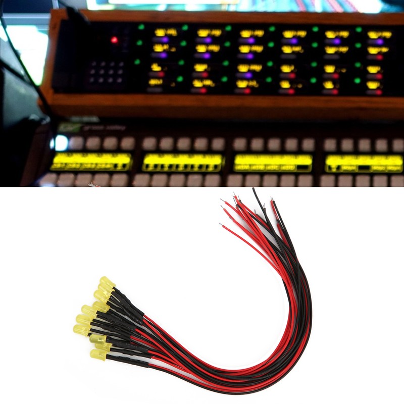 100pcs 12V Clear 5mm Prewired Light Emitting Diodes with 20cm