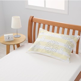 Nishikawa PJ04140034 Miffy Pillowcase Pillowcase for Pillows 24.8 x 16.9 inches (63 x 43 cm), Washable, Reversible, Medium Cover, Striped, Flower, Yellow